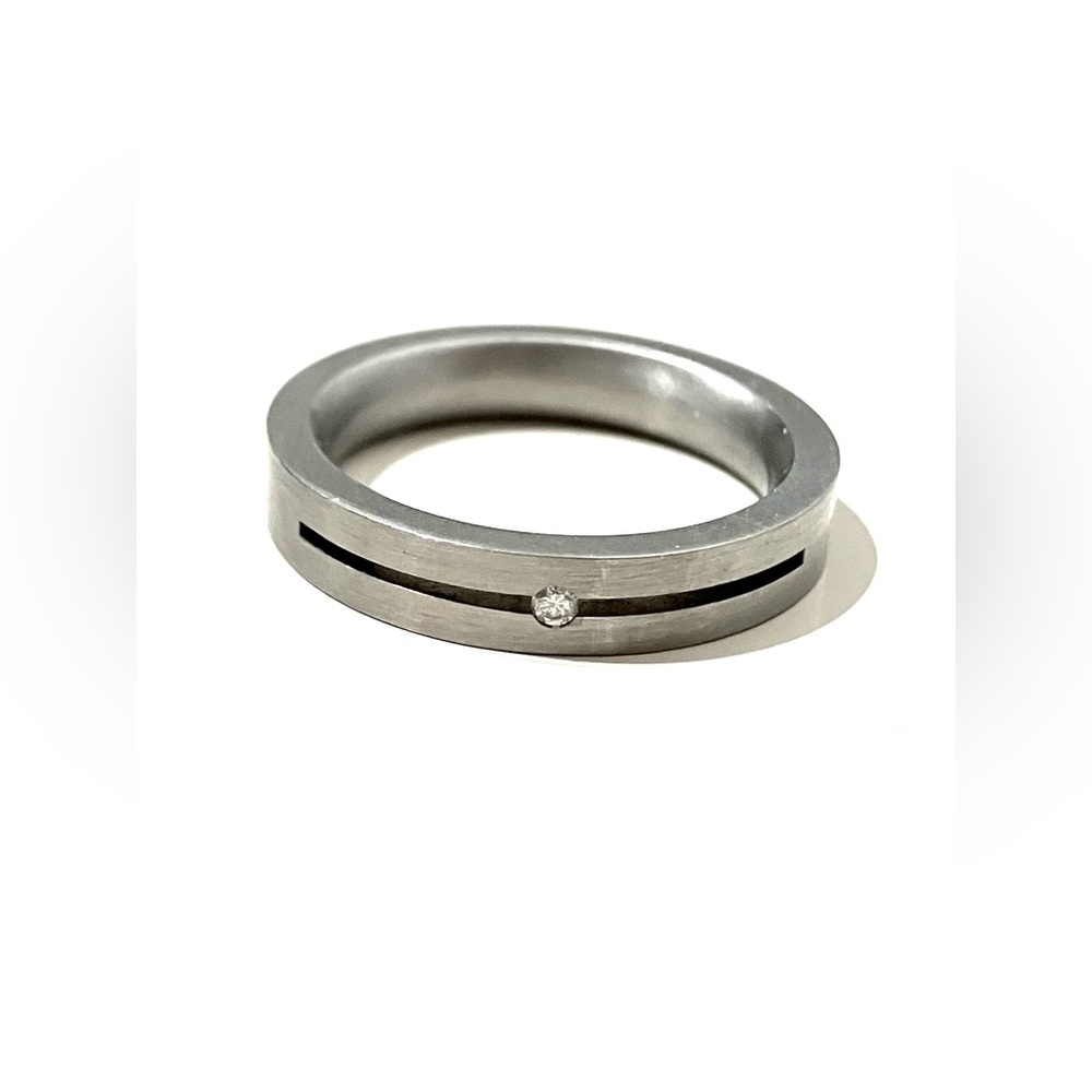 Stainless Steel Diamond Band Ring